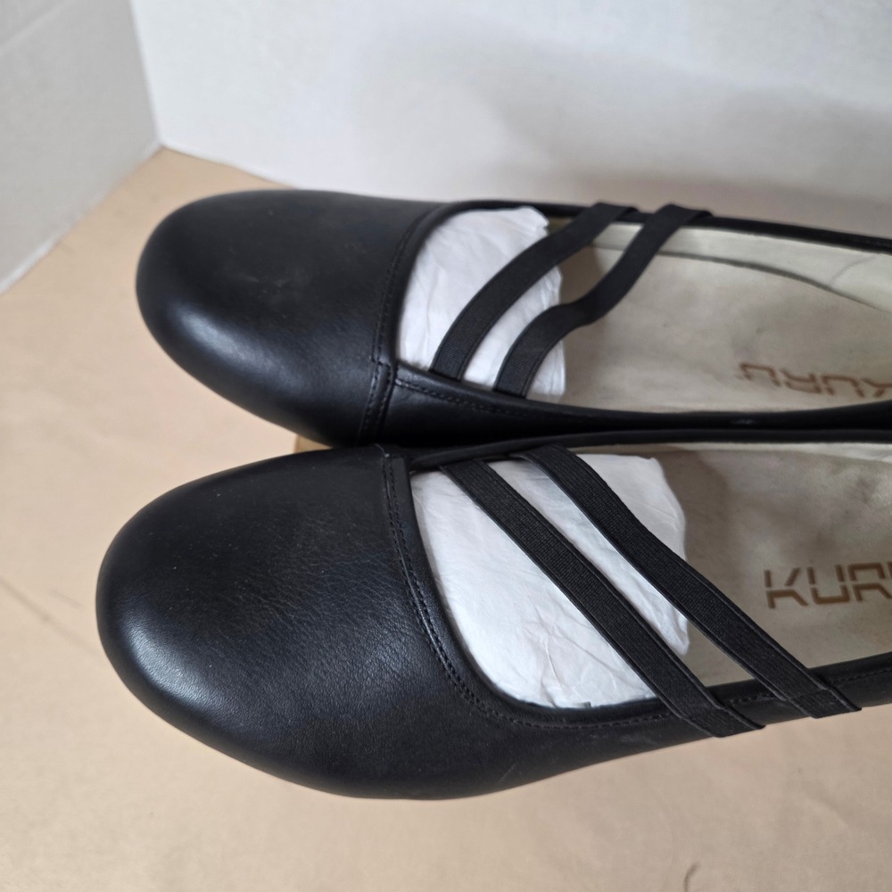 Kuru Bella Black Leather Mary Jane Flats Elastic Straps Orthotic Support 9.5 - Picture 2 of 11